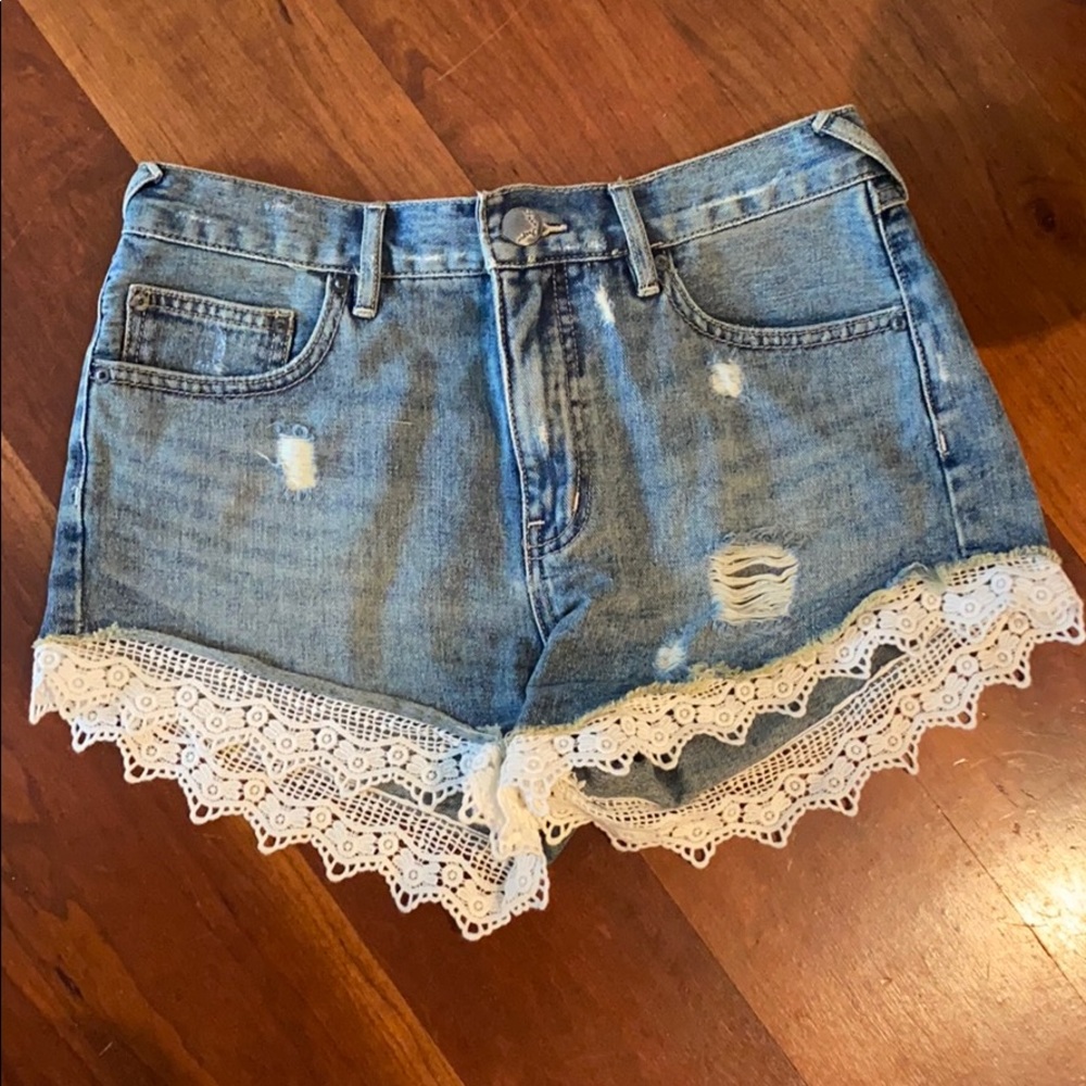 Free People Lace Jean Shorts